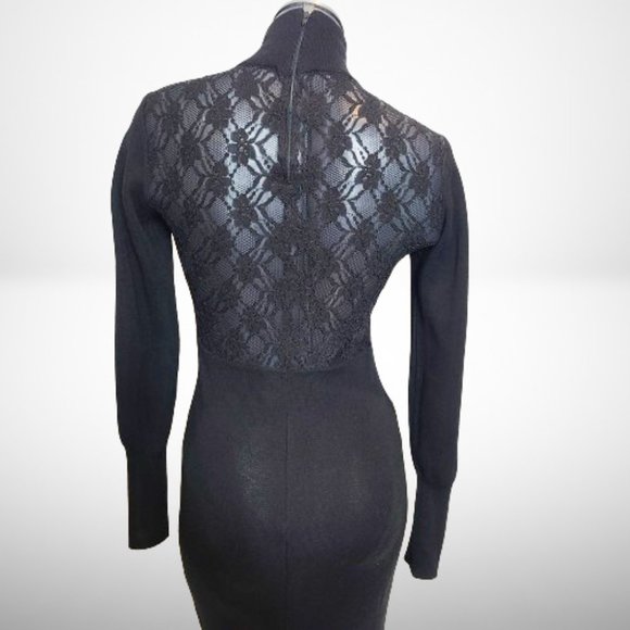 CLAUDE MONTANA STUNNING VINTAGE BLACK LONG SLEEVE TURTLENECK GOWN / DRESS - Picture 9 of 15